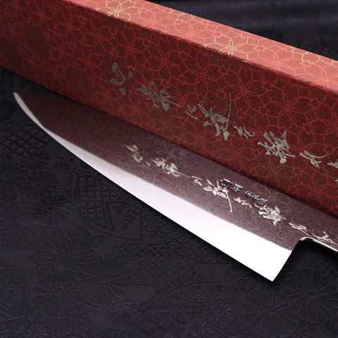 Gyuto White Steel #1 Mirror Moon-Fuji Water Honyaki Buffalo Ebony Handle With Sheath 240mm (9.4”)