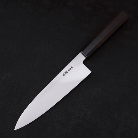 Gyuto White Steel #1 Mirror Water Honyaki Buffalo Ebony Handle With Sheath 210mm-[Musashi]-[Japanese-Kitchen-Knives]