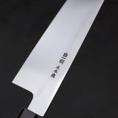 Gyuto White Steel #1 Mirror Water Honyaki Buffalo Ebony Handle With Sheath 210mm-[Musashi]-[Japanese-Kitchen-Knives]