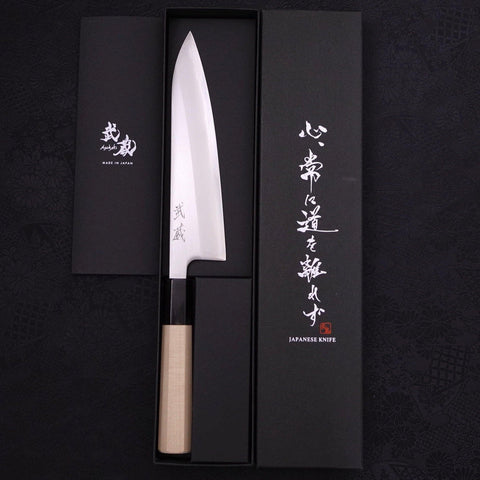 Gyuto White Steel #1 Pulido Mango de Magnolia con Cuerno de Búfalo 180mm