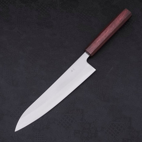 Gyuto White Steel #1 Polished Purple Urushi Handle 210mm-[Musashi]-[Japanese-Kitchen-Knives]