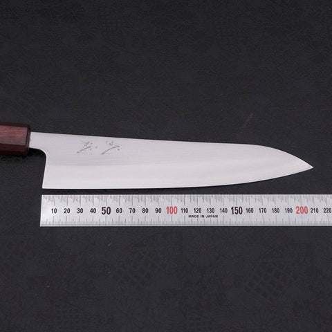 Gyuto White Steel #1 Polished Purple Urushi Handle 210mm-[Musashi]-[Japanese-Kitchen-Knives]