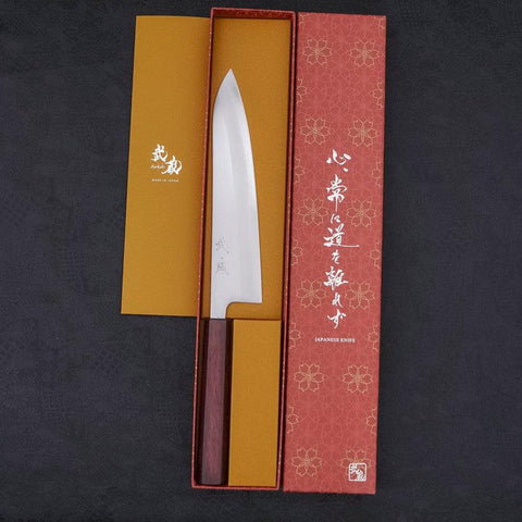 Gyuto White Steel #1 Polished Purple Urushi Handle 210mm-[Musashi]-[Japanese-Kitchen-Knives]