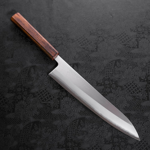 Gyuto White Steel #1 Polished Sumi Urushi Handle 240mm-[Musashi]-[Japanese-Kitchen-Knives]
