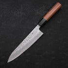 Gyuto White Steel #1 Stainless Clad Tsuchime Buffalo Teak Handle 180mm-[Musashi]-[Japanese-Kitchen-Knives]