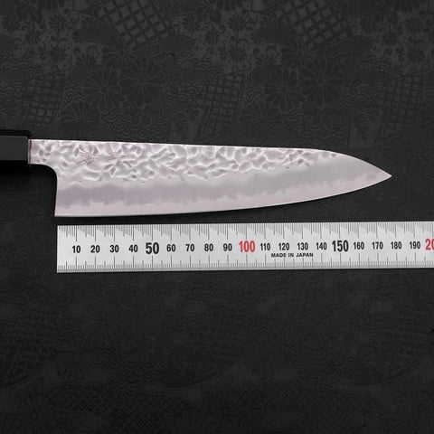 Gyuto White Steel #1 Stainless Clad Tsuchime Buffalo Teak Handle 180mm-[Musashi]-[Japanese-Kitchen-Knives]