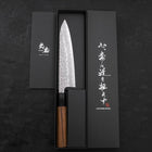 Gyuto White Steel #1 Stainless Clad Tsuchime Buffalo Teak Handle 180mm-[Musashi]-[Japanese-Kitchen-Knives]