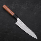 Gyuto White Steel #1 Stainless Clad Tsuchime Buffalo Teak Handle 180mm-[Musashi]-[Japanese-Kitchen-Knives]