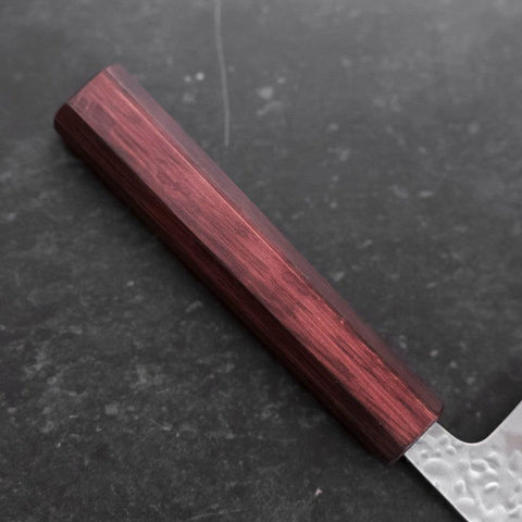 Gyuto White Steel #1 Stainless Clad Tsuchime Purple Urushi Handle 240mm-[Musashi]-[Japanese-Kitchen-Knives]