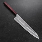 Gyuto White Steel #1 Stainless Clad Tsuchime Purple Urushi Handle 240mm-[Musashi]-[Japanese-Kitchen-Knives]