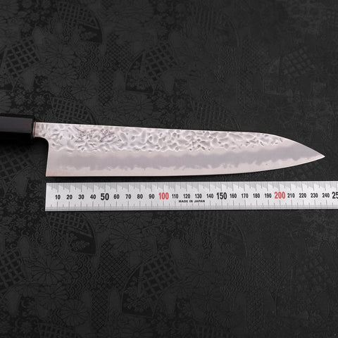 Gyuto White Steel #1 Stainless Clad Tsuchime Walnut Handle 240mm-[Musashi]-[Japanese-Kitchen-Knives]