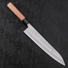 Gyuto White Steel #1 Stainless Clad Tsuchime Walnut Handle 240mm-[Musashi]-[Japanese-Kitchen-Knives]