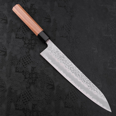 Gyuto White Steel #1 Stainless Clad Tsuchime Walnut Handle 240mm-[Musashi]-[Japanese-Kitchen-Knives]