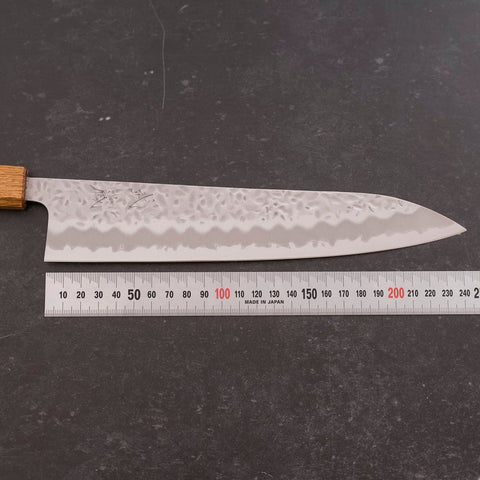Gyuto White Steel #1 Stainless Clad Tsuchime Yaki Urushi Handle 240mm-[Musashi]-[Japanese-Kitchen-Knives]
