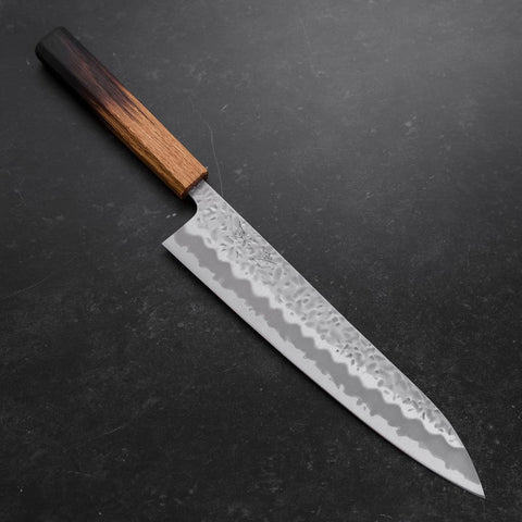 Gyuto White Steel #1 Stainless Clad Tsuchime Yaki Urushi Handle 240mm-[Musashi]-[Japanese-Kitchen-Knives]