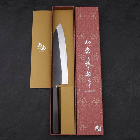 Gyuto White Steel #2 Kurouchi Stainless Clad Ebony Handle 210mm-[Musashi]-[Japanese-Kitchen-Knives]