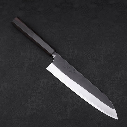 Gyuto White Steel #2 Kurouchi Stainless Clad Ebony Handle 210mm-[Musashi]-[Japanese-Kitchen-Knives]