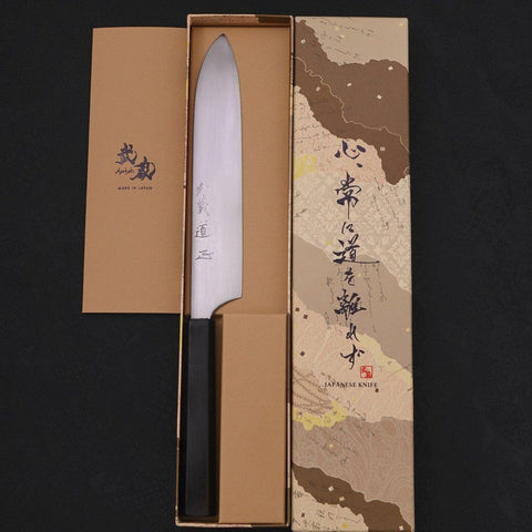 Gyuto White Steel #2 Super Polished Buffalo Ebony Handle 190mm-[Musashi]-[Japanese-Kitchen-Knives]