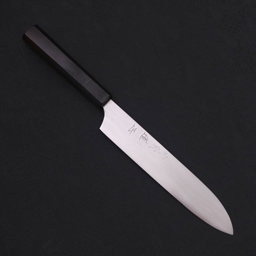 Gyuto White Steel #2 Super Polished Buffalo Ebony Handle 190mm-[Musashi]-[Japanese-Kitchen-Knives]