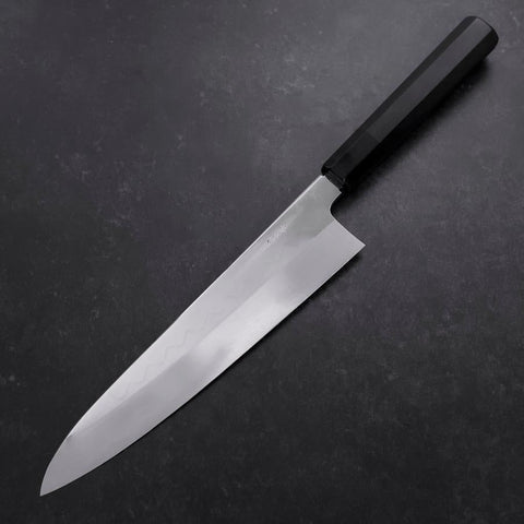 Gyuto White Steel #3 Mirror Honyaki Buffalo Ebony Handle-[Musashi]-[Japanese-Kitchen-Knives]