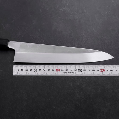 Gyuto White Steel #3 Mirror Honyaki Buffalo Ebony Handle-[Musashi]-[Japanese-Kitchen-Knives]