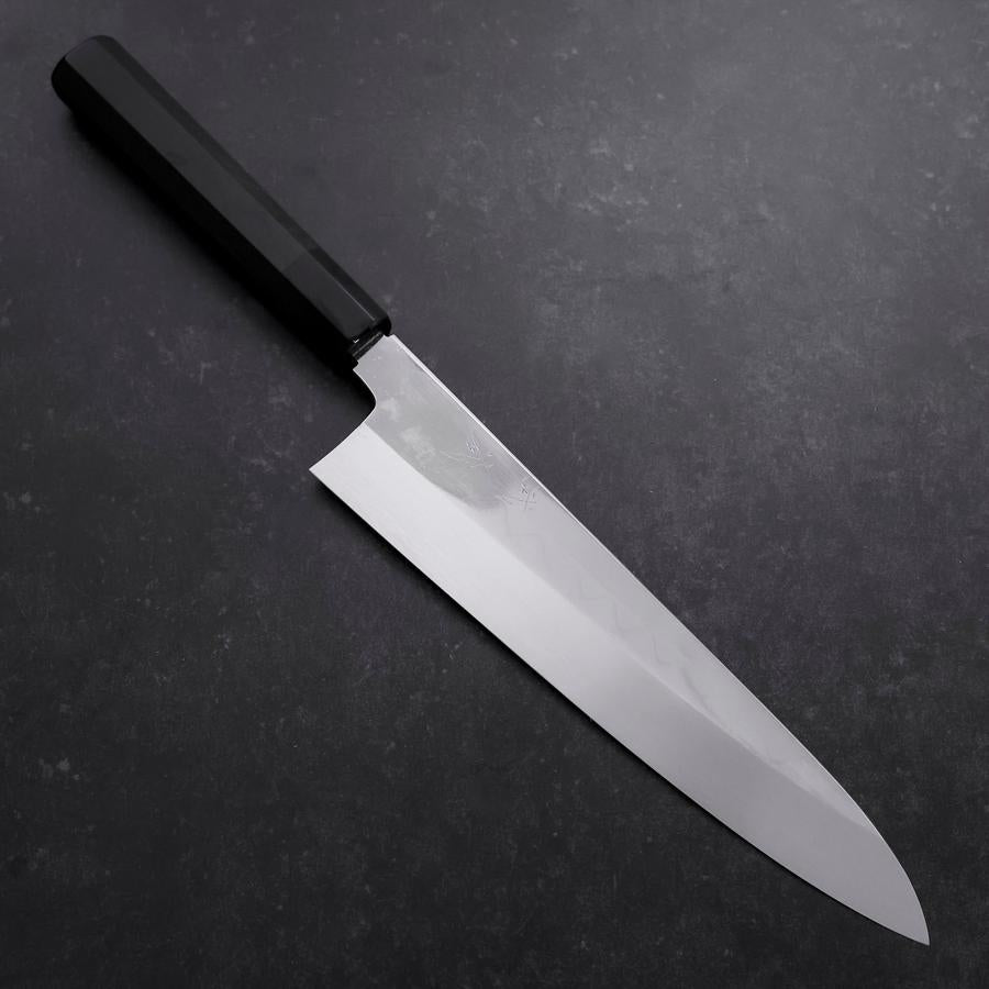 Gyuto White Steel #3 Mirror Honyaki Buffalo Ebony Handle