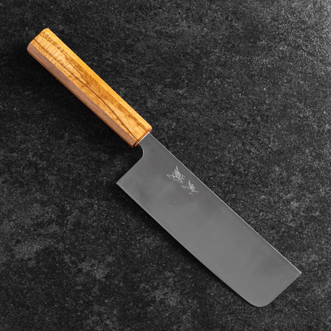 Nakiri AUS-8 Polished Oak Handle 165mm (6.5”)-[Musashi]-[Japanese-Kitchen-Knives]