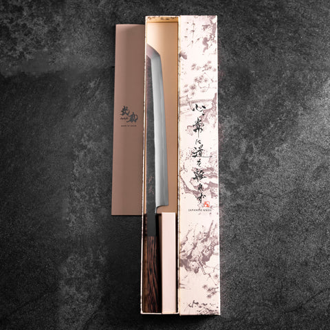 Sakimaru Takohiki Blue Steel #2 Kurouchi Buffalo Wenge Handle 270mm (10.6”)-[Musashi]-[Japanese-Kitchen-Knives]