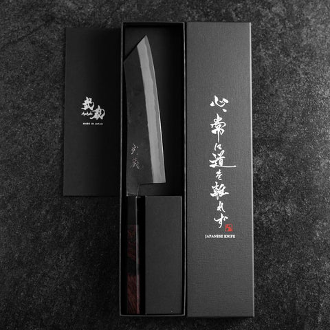 Hakata Blue Steel #2 Kurouchi Buffalo Ebony Handle 180mm-[Musashi]-[Japanese-Kitchen-Knives]