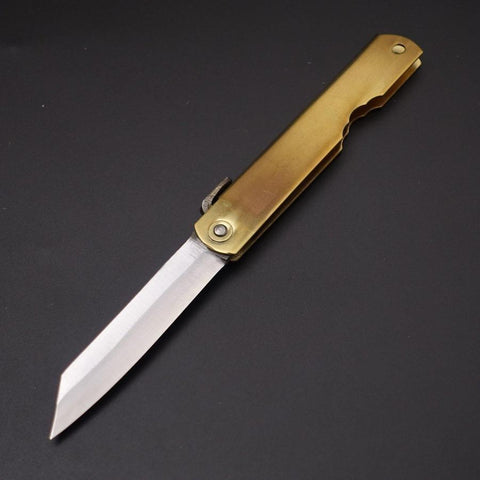 Higonokami Aogami 100mm Brass (3.9”)-[Musashi]-[Japanese-Kitchen-Knives]