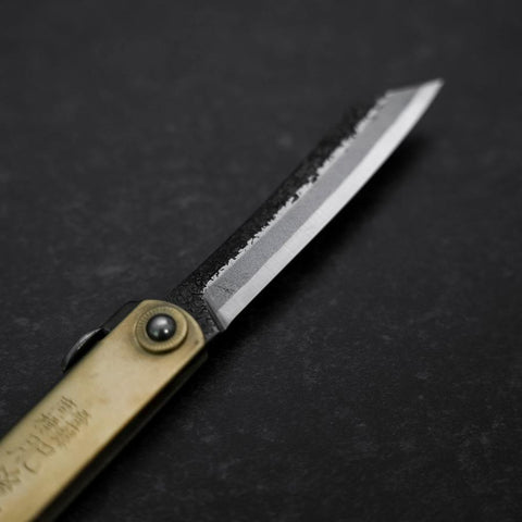 Higonokami Aogami 80mm Brass Kurouchi Nashiji-[Musashi]-[Japanese-Kitchen-Knives]