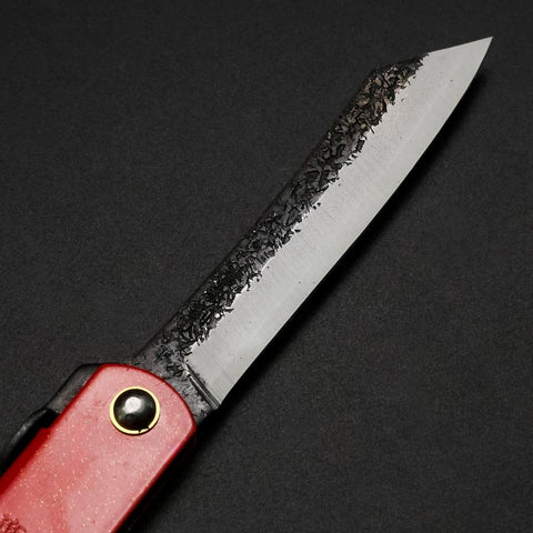 Higonokami Aogami Clad Tsuchime 100mm with Red Sheath-[Musashi]-[Japanese-Kitchen-Knives]