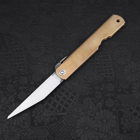 Higonokami Aogami Kurouchi Un Solo Bisel 100mm Latón