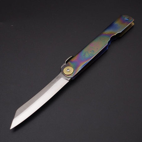 Higonokami VG-10 Titanium Rainbow 100mm (3.9”)-[Musashi]-[Japanese-Kitchen-Knives]