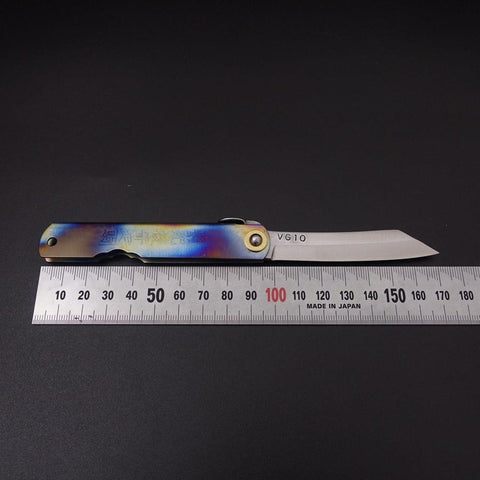 Higonokami VG-10 Titanium Rainbow 100mm (3.9”)-[Musashi]-[Japanese-Kitchen-Knives]