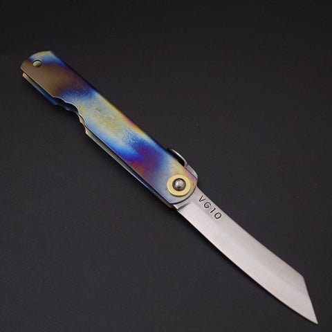 Higonokami VG-10 Titanium Rainbow 100mm (3.9”)-[Musashi]-[Japanese-Kitchen-Knives]