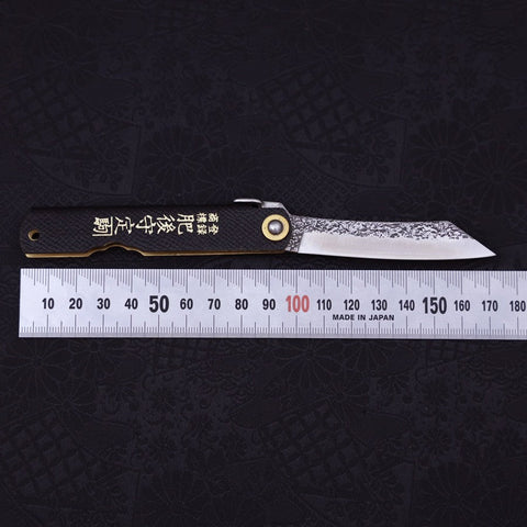 Higonokami VG-10 Tsuchime Black Leather 100mm (3.9”)-[Musashi]-[Japanese-Kitchen-Knives]