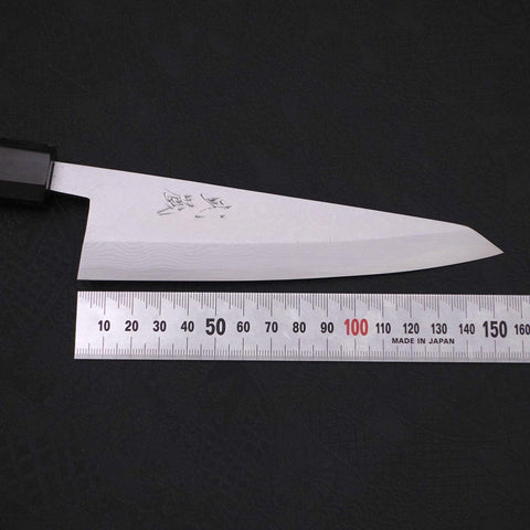Honesuki Cuchillo Para Deshuesar Blue Steel #2 Damasco Mango de Ébano con Cuerno de Búfalo 150mm