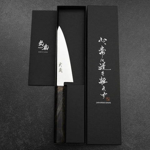 Honesuki VG-10 Damascus Gray Birch Handle 150mm (5.9”)-[Musashi]-[Japanese-Kitchen-Knives]