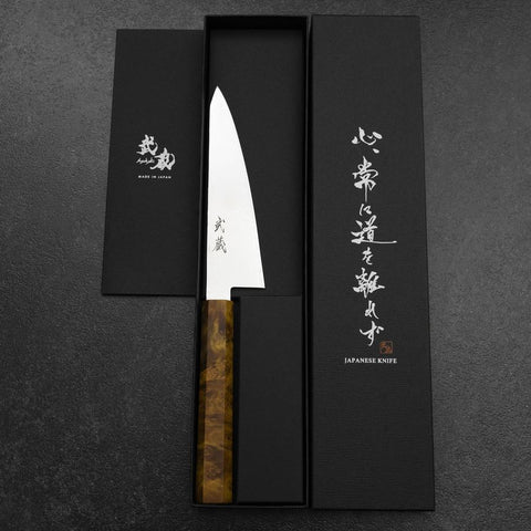 Honesuki VG-10 Damascus Yellow Birch Handle 150mm-[Musashi]-[Japanese-Kitchen-Knives]