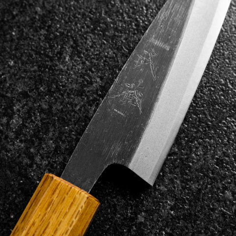Kaisaki White Steel #2 Kurouchi Oak Handle 105mm (4.1”)-[Musashi]-[Japanese-Kitchen-Knives]