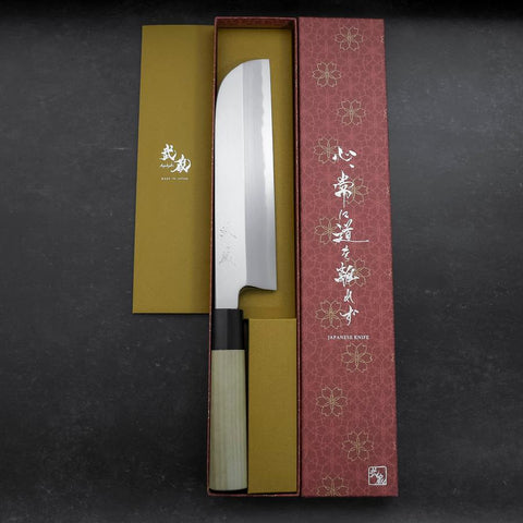 Kama Usuba White Steel #2 Kasumi Buffalo Magnolia Handle 225mm (8.8”)-[Musashi]-[Japanese-Kitchen-Knives]