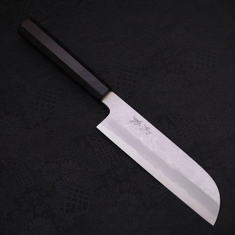 Kama Usuba(Kansai) Blue Steel #2 Suminagashi Mango de Ébano con Cuerno de Búfalo 180mm