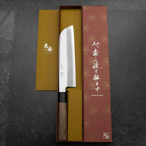 Kama Usuba(Kansai) Silver Steel #3 Kasumi Walnut Handle 200mm-[Musashi]-[Japanese-Kitchen-Knives]