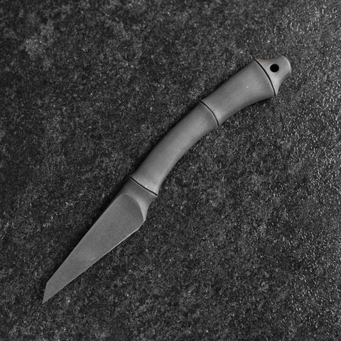 Kiridashi Knife D2 Polished Stainless Bamboo Joint Design Handle 70mm With Leather Sheath-[Musashi]-[Japanese-Kitchen-Knives]