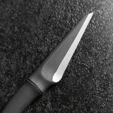 Kiridashi Knife D2 Polished Stainless Bamboo Joint Design Handle 70mm With Leather Sheath-[Musashi]-[Japanese-Kitchen-Knives]