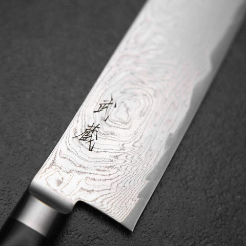 Kiritsuke AUS-10 Damascus Black Western Handle 210mm (8.3”)-[Musashi]-[Japanese-Kitchen-Knives]