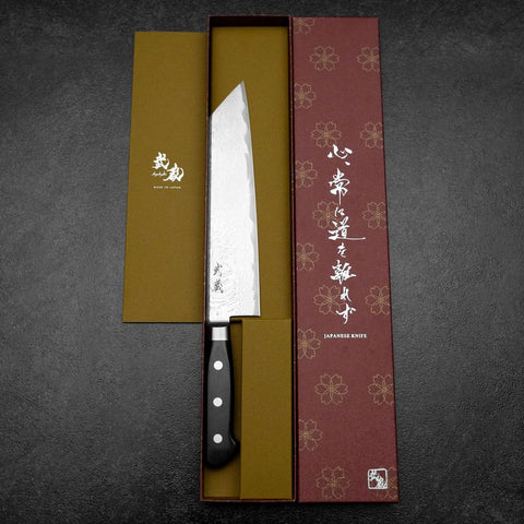 Kiritsuke AUS-10 Damascus Black Western Handle 210mm (8.3”)-[Musashi]-[Japanese-Kitchen-Knives]