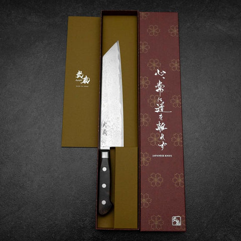 Kiritsuke AUS-10 Damascus Brown Western Handle 210mm (8.3”)-[Musashi]-[Japanese-Kitchen-Knives]