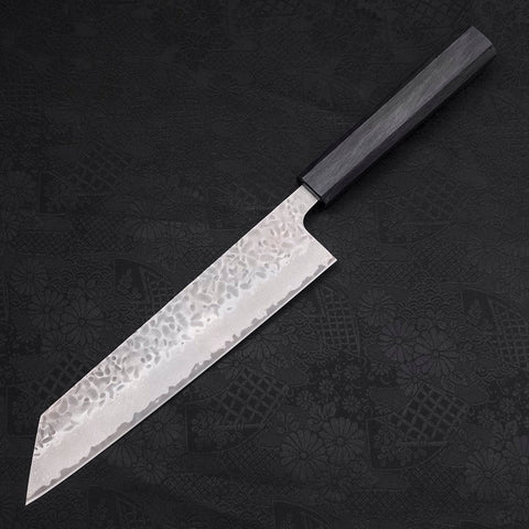Kiritsuke AUS-10 Tsuchime Damascus Dark-Blue Urushi Handle 210mm (8.3”)-[Musashi]-[Japanese-Kitchen-Knives]